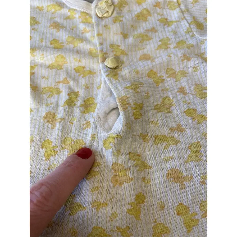 Vintage 1970 Carters Layette Gown Yellow Long Sleeve Snap Button * Wear * Piling